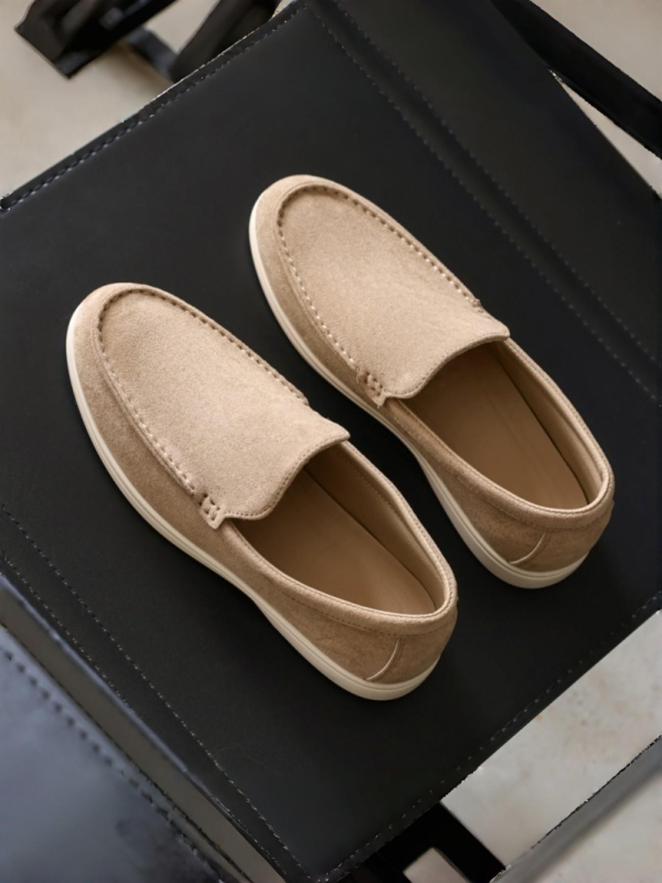 Men's Slip-On Casual Bean Shoes, Driving/at Home Wear, Suede Reverse + Lightweight Sole, Comfortable and Stylish Footwear