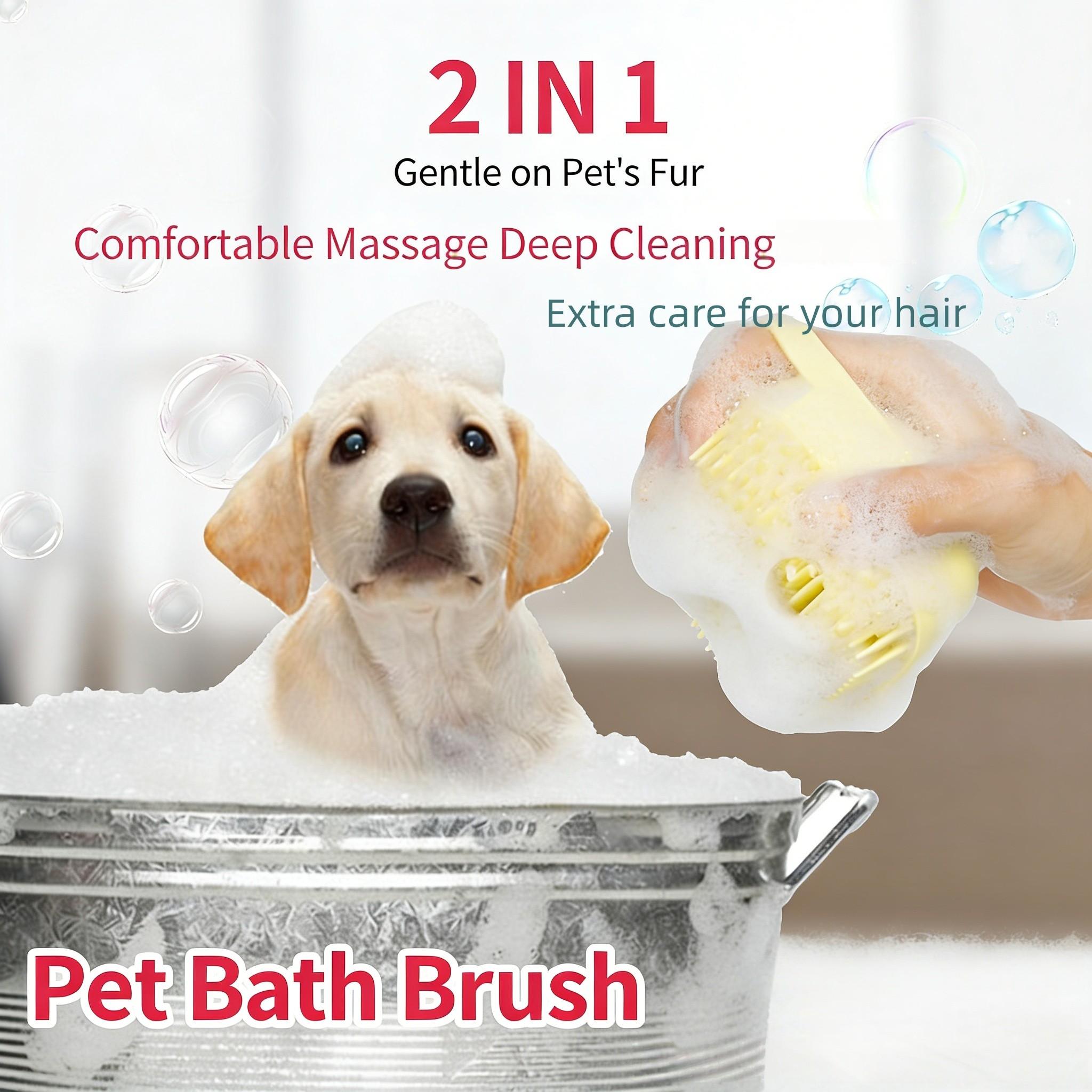 Pet Silicone Bath Brush, Dog Cat Cleaning Massage Brush, Multi-Functional Soft Silicone Brush, Gentle Pet Care Tool, Home Use