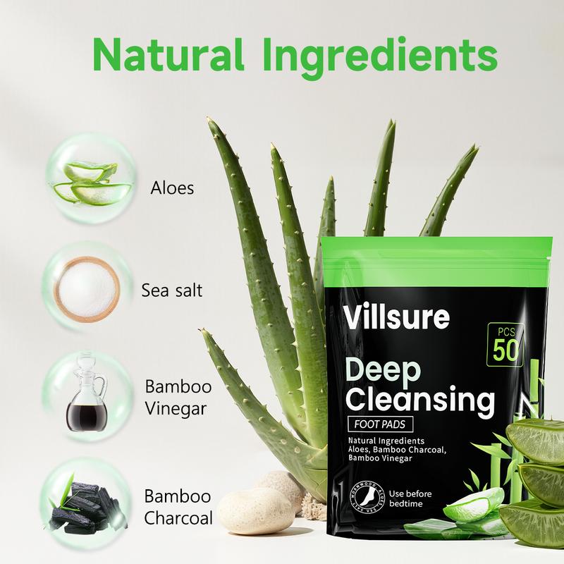 Deep Cleansing Foot Pads Foot Care With 50 Patches,Natural Aloes,Sea salt,Tourmaline,Herbal Foot Detox Patches For Foot Care,Adhesive Sheets, lmprove Sleep Quality,Relieve Fatigue and Exhaustion,Cleanse the Body & Mind,Improve Sleep Detoxpads