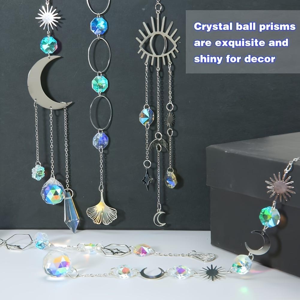 10 Piece Lotus Colorful Crystal Sun Catcher Set, Chain Pendant Decoration, Hanging Crystal Prism Rainbow Maker for Windows Indoor Use