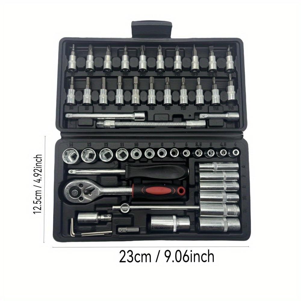 46-Piece Motorcycle & Car Repair Tool Set, Includes Ratchet Torque ...