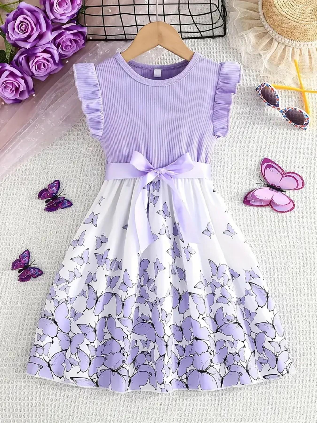 Girls' Floral Dress with Ruffled Sleeves, Casual Summer, Essential Kids Fashion, Mother-Daughter Matching Clothes#kidswear #floraldress #toddlerootd #mommyandme