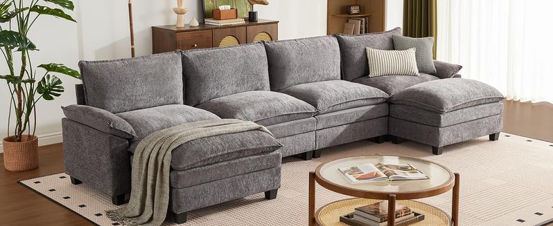 【2-3 Packages】110-143 Inch Modular Couch Sectionals with Ottoman, Big Comfy Cloud Couches, L/U Shaped 4-6 Seat Modular Sectional Sofa, Modern Cloud Sectional Couches for Living Room, Deep Seat Sofa 【2-3 Packages】110-143 Inch Modular Couch Sectionals with Ottoman, Big Comfy Cloud Couches, L/U Shaped 4-6 Seat Modular Sectional Sofa, Modern Cloud Sectional Couches for Living Room, Deep Seat Sofa