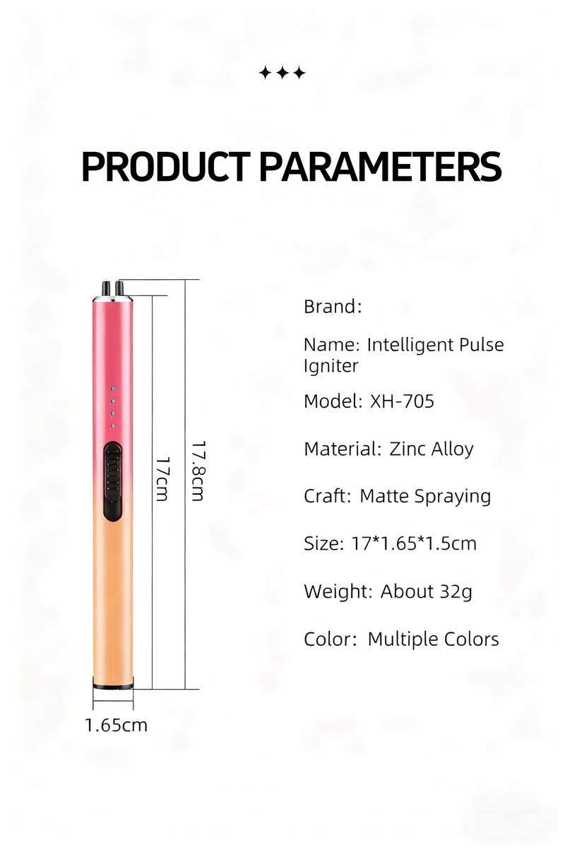 Igniter, electric igniter, rechargeable C-type igniter, arc igniter with LED battery display, flameless long-wick candle igniter, designed for barbecue and camping, Christmas gift, New Year gift