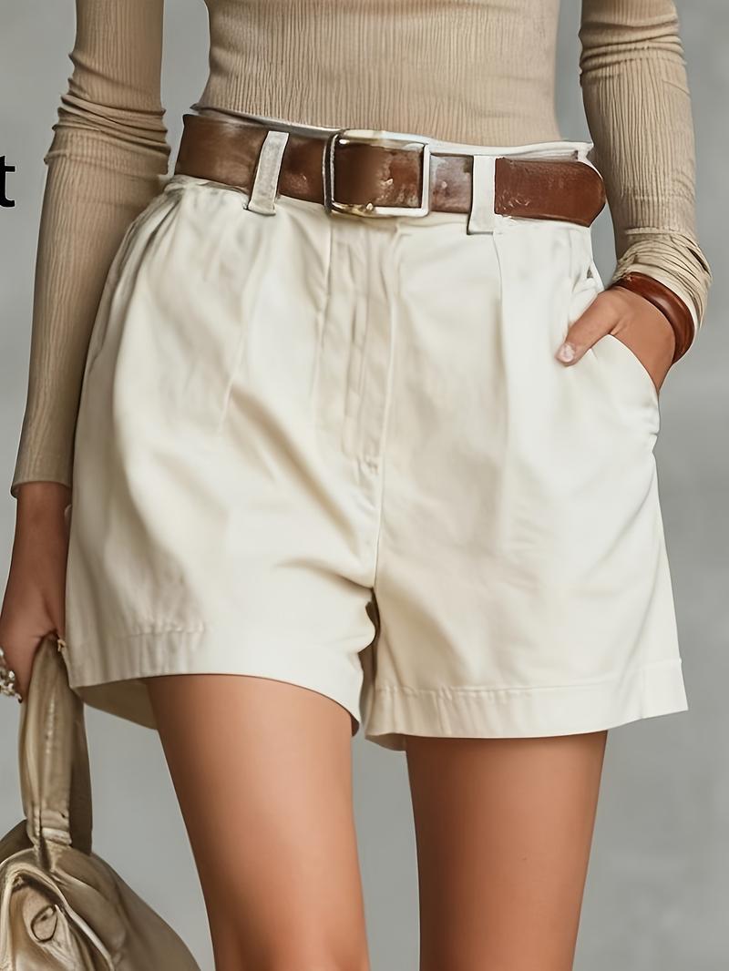 Spring Summer Women's Casual Fashion Solid Color Versatile Commuter Shorts, Comfortable and Stylish, Perfect for Daily Wear