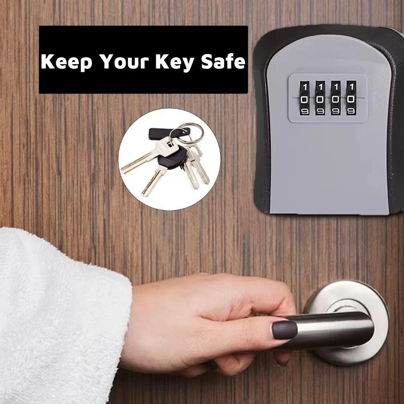 Flip-Top Key Safe Box, Wall-Mounted Metal & Plastic Key Storage, Password Lock, Ideal for Home, Hotel, Travel, Emergency, Renovation