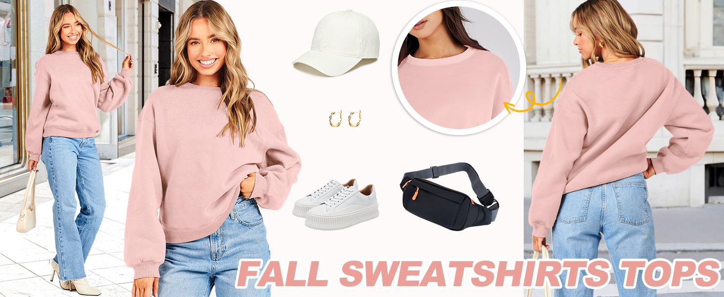 ANRABESS Women's Sweatshirts Hoodies Crewneck Oversized Fleece Pullover Sweaters Cute Top Y2K Teen Girls Preppy Clothes