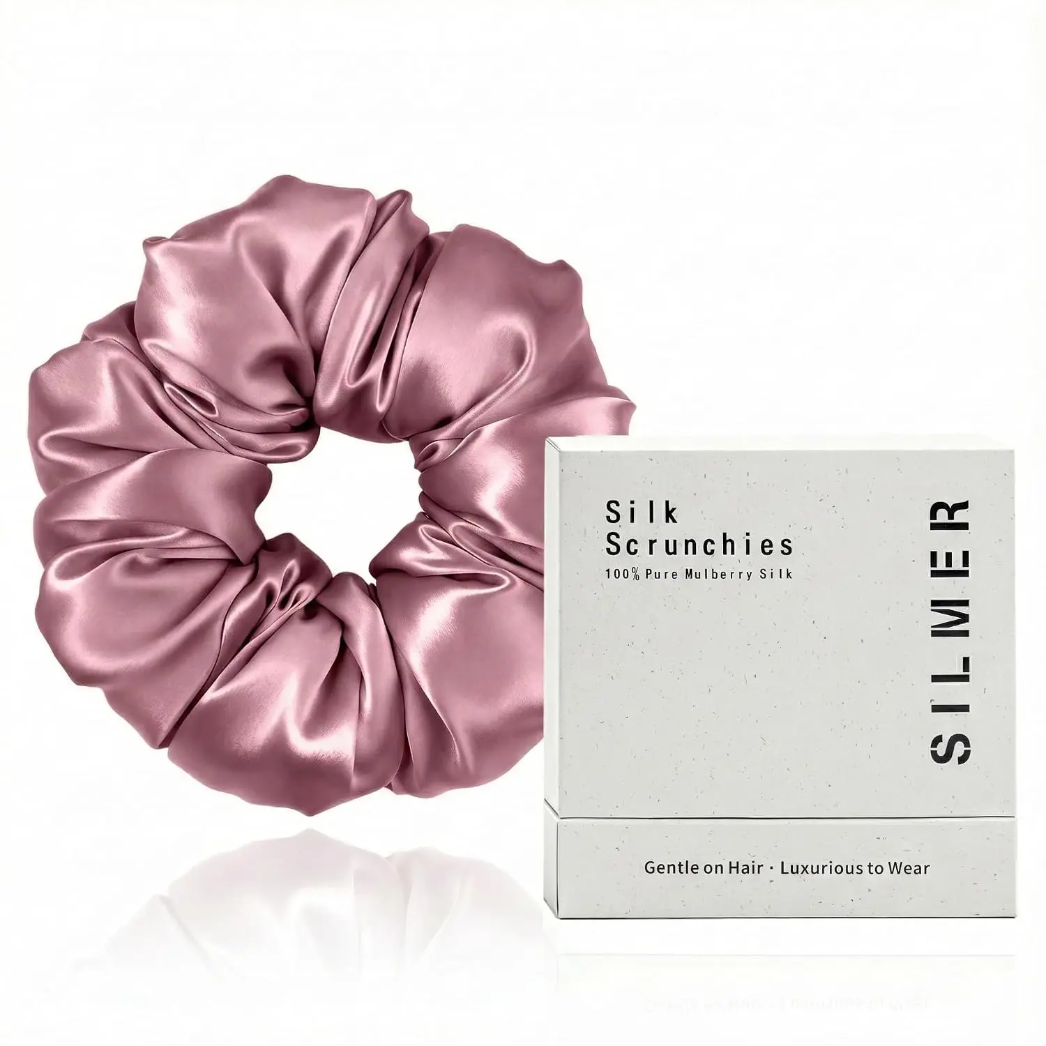 22 Momme Silk Pillow Scrunchie Air,  Lightweight Mulberry Silk Hair Tie with High Elasticity, Soft Padded No Crease Ponytail & Sleep Holder (Dusty Rose, 1 count)