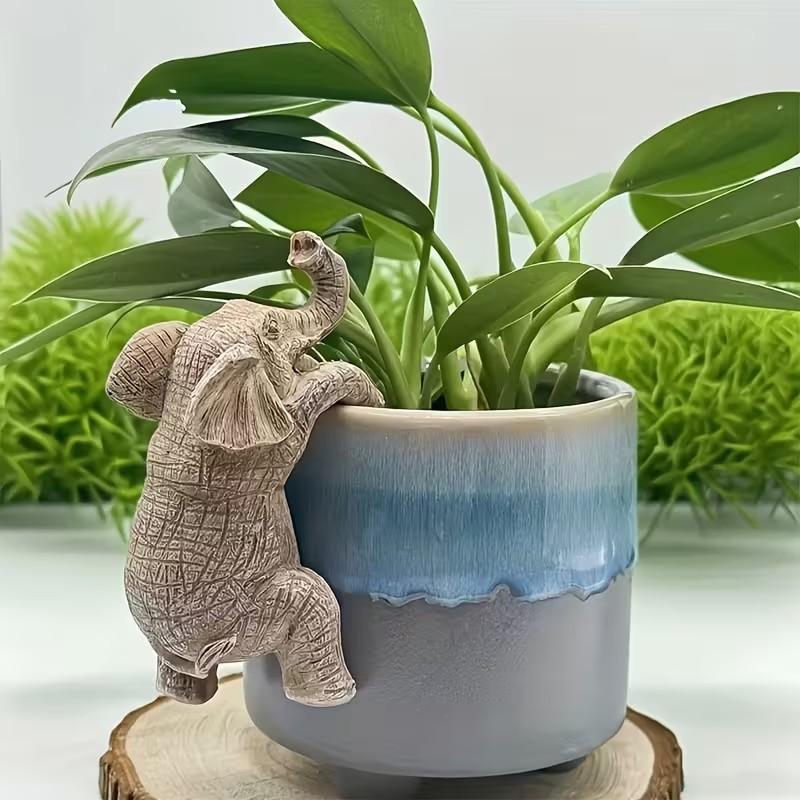 1pc, Hanging Flower Pot Elephant Lover Gift Home Balcony Garden Animal Decoration Sculpture Planter Flower Pot Decoration, Hanging Plant Pot, Hanging Planters, Home Decor
