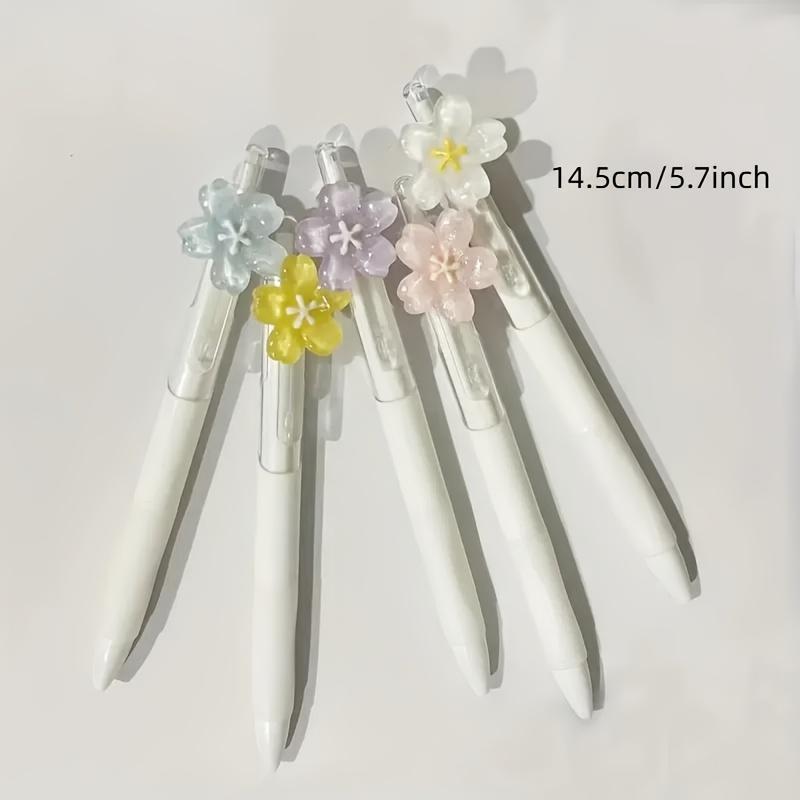 5/10/15 Pcs Floral Design Retractable Ballpoint Pens, Pen Set, Ink, Smooth Writing, Ideal for Home School Office Birthday Gifts