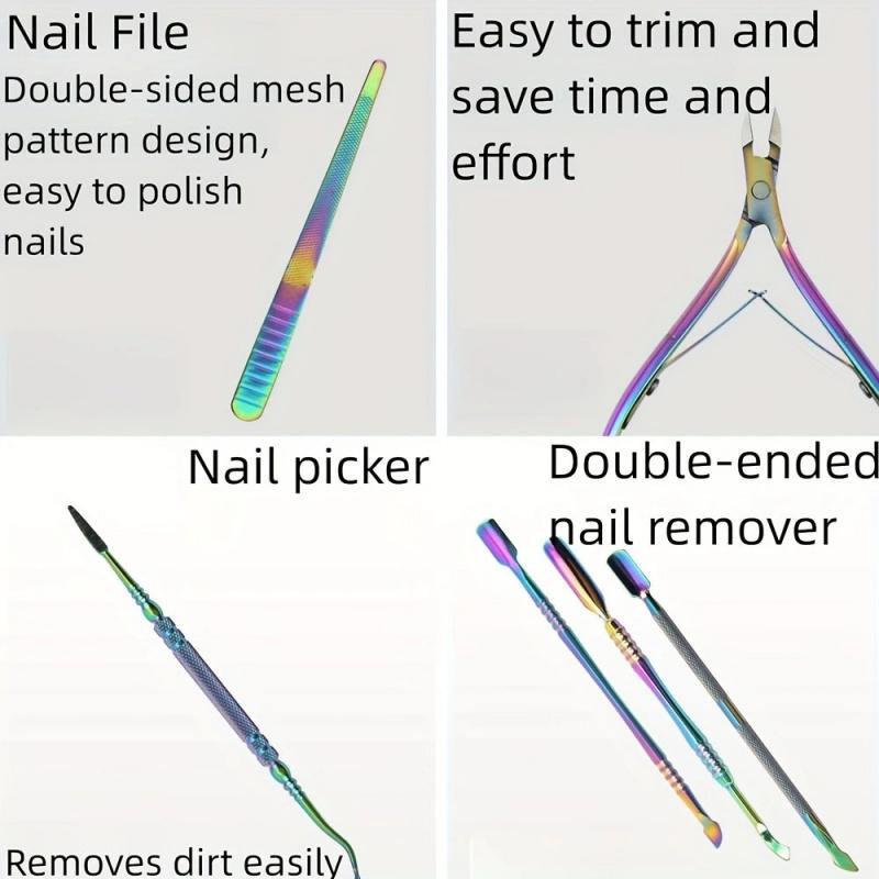 Professional Nail Care Kit 4pcs, Stainless Steel Clipper & Cuticle Remover, Home Salon Use, Durable Design for Precision Manicure