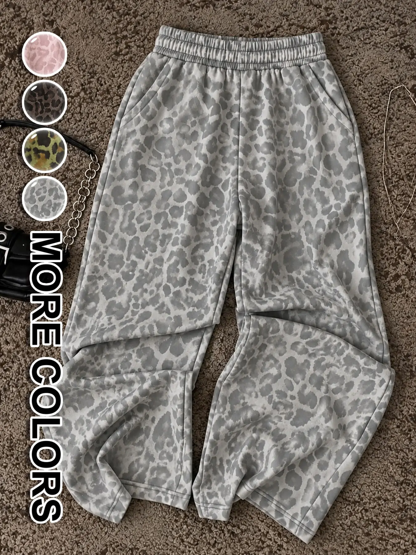 Women's Leopard Print Sweatpants, High Waist Loose-Fit, Drawstring Waist, All Seasons, Streetwear, Casual, Fashionable, Versatile