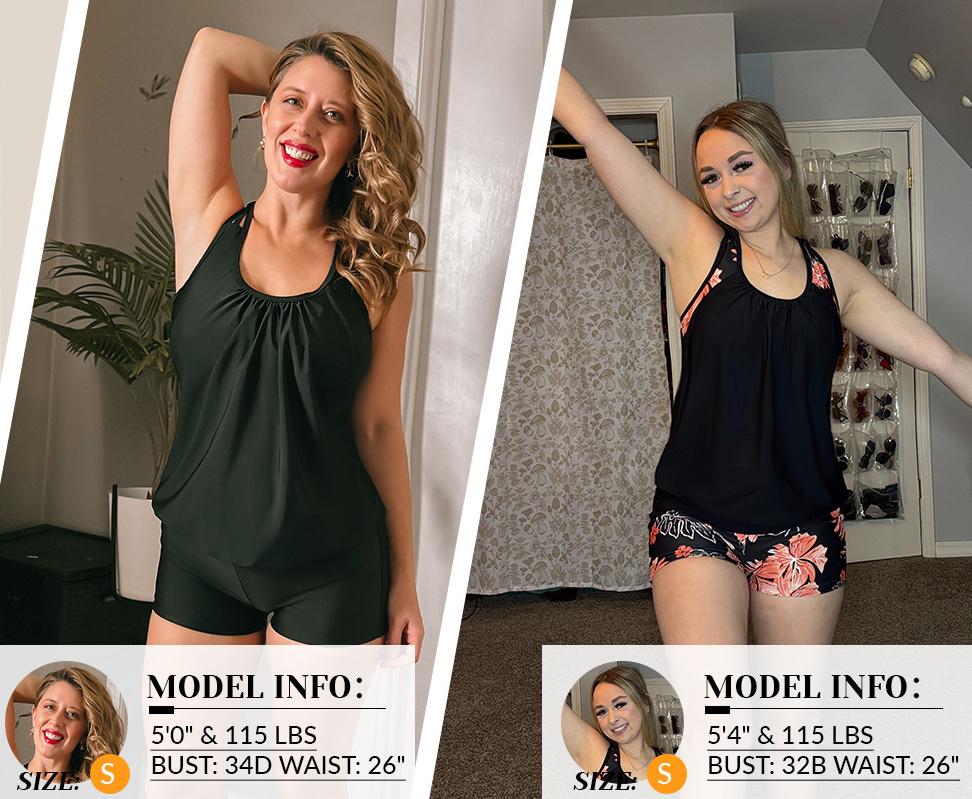 Yonique Two Piece Tankini Bathing Suits T-Back Blouson Swim Tops with Boy Shorts Women Swimsuits Sporty Swimwear