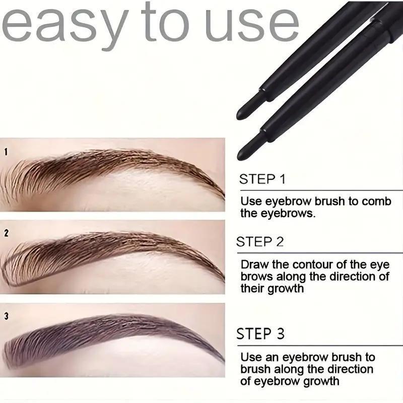 3-pcs dual-use eyebrow and eye makeup pencils with integrated eyeliner and eyebrow design -- long-lasting and sweat-resistant, smudge-proof, providing a clean and neat finish with smooth strokes that are easy to apply. Even beginners can create refined