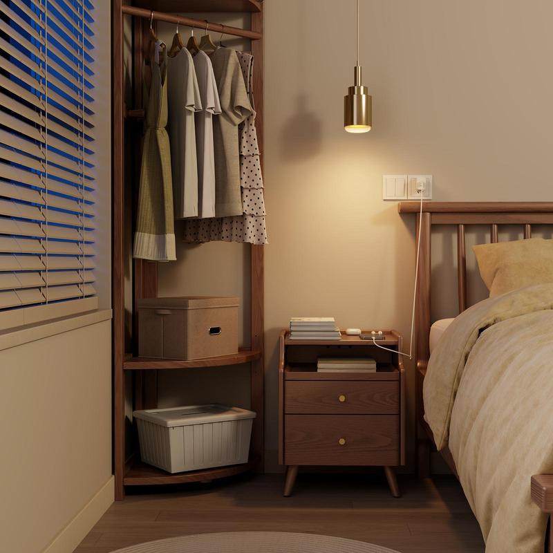 Elegant Small Nightstand, Solid wood - No MDF, Space-Saving Bedside Table with Drawers