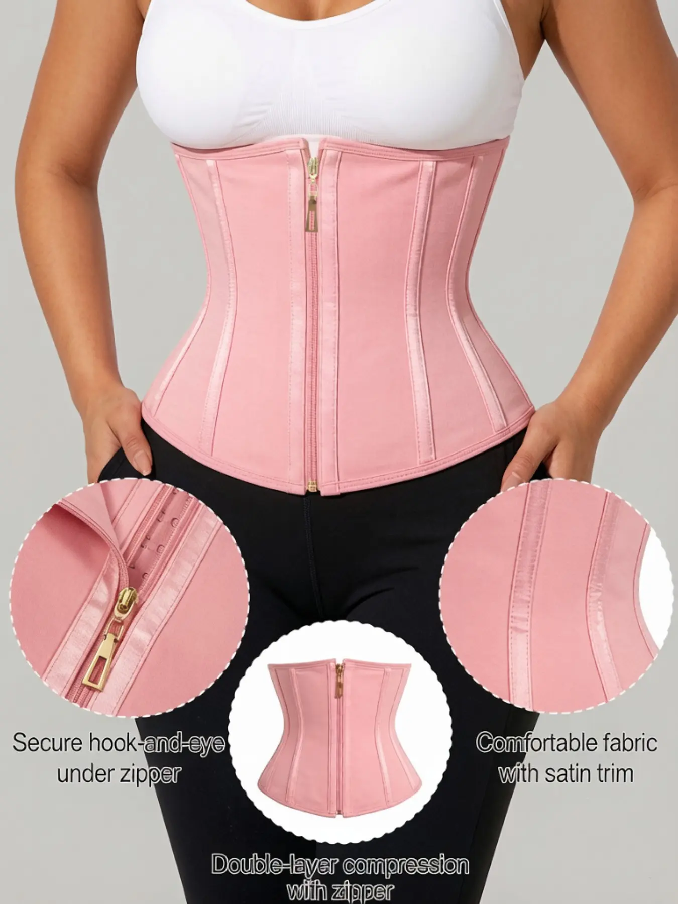 1 Count Women's Wear Breathable Tummy Control Girdle, Fajas, Compression Underbust Waist Cincher, Steel Boned Hourglass Sculpting Waist Trainer, Adjustable Front Zipper & Hook Closure Shapewear Belts, Smooth Fabric Vintage Corset, Great For Casual Outings