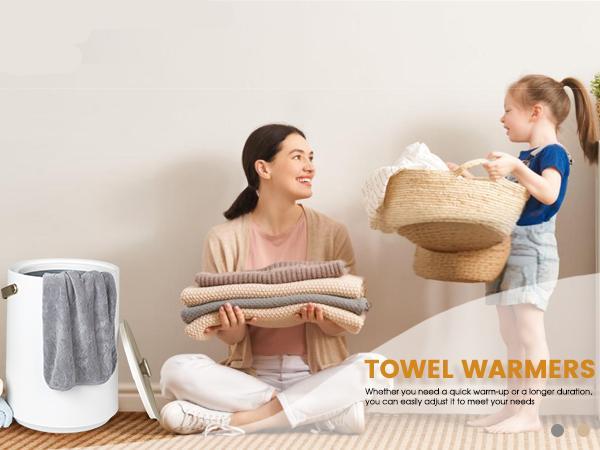 Towel Warmers, Portable Towel Warmer for Bathroom, Heated Towel Bucket with 4 Timer, Auto Shut Off, Hot Towel Warmer for Towel, Blanket and PJ’S.