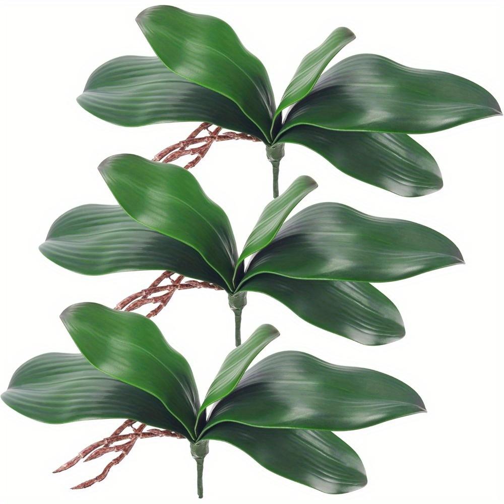 2Pack Orchid Leaves Artificial Artificial Orchid Leaves Real Touch Phalaenopsis Stems Faux Cymbidium Flower Foliage Green Artificial Orchid Bulk Lifelike Orchid Leaf Decor Faux Orchid 8 Inches