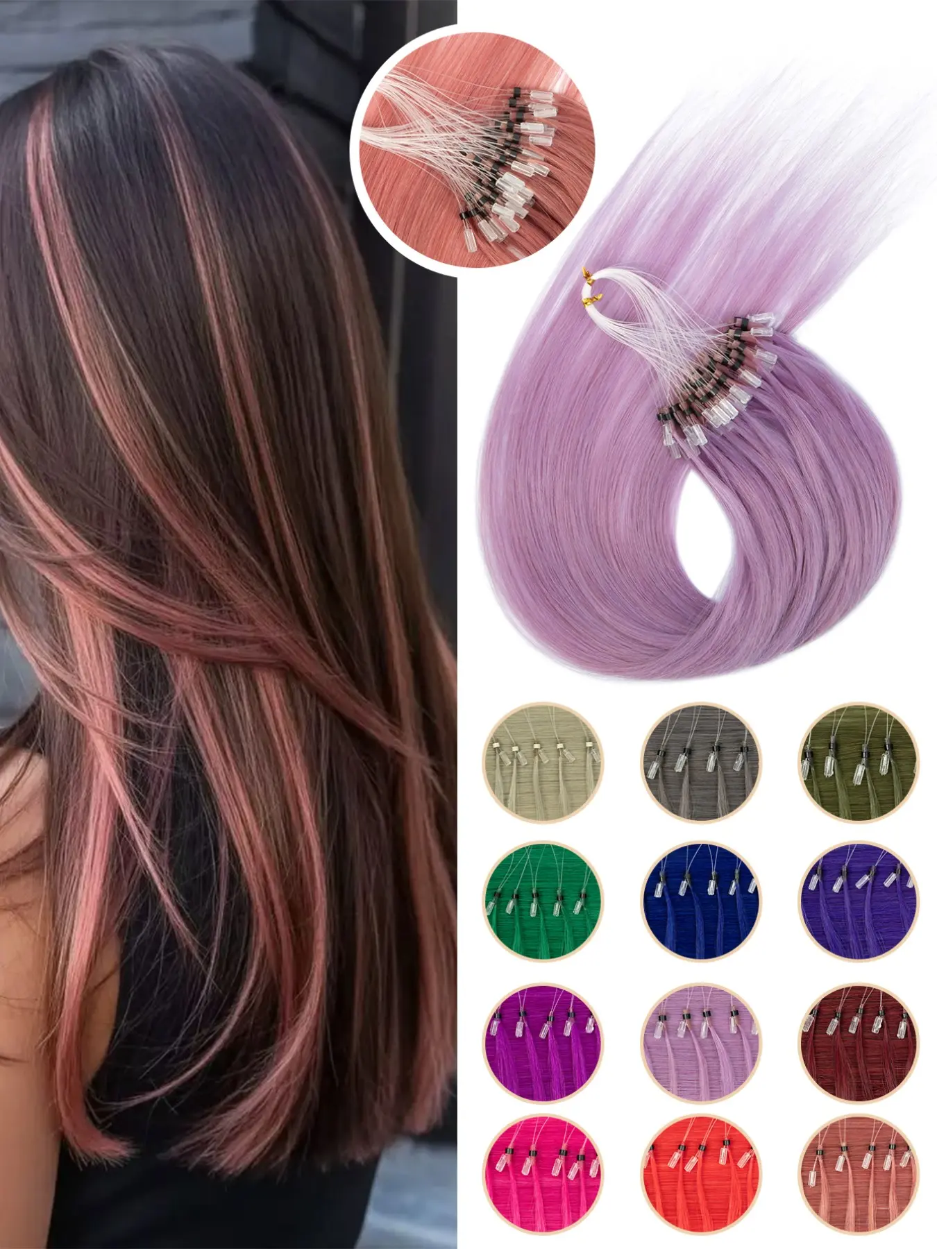 50pcs Micro Loop Human Hair Extensions, Natural Straight Human Hair, Easy Installation Cold Fusion, No Glue Needed, Volume And Length Y2K Style 12-20 Inches, 30g/pack, Festive Party, Daily Wear, Straight Glueless Extensions