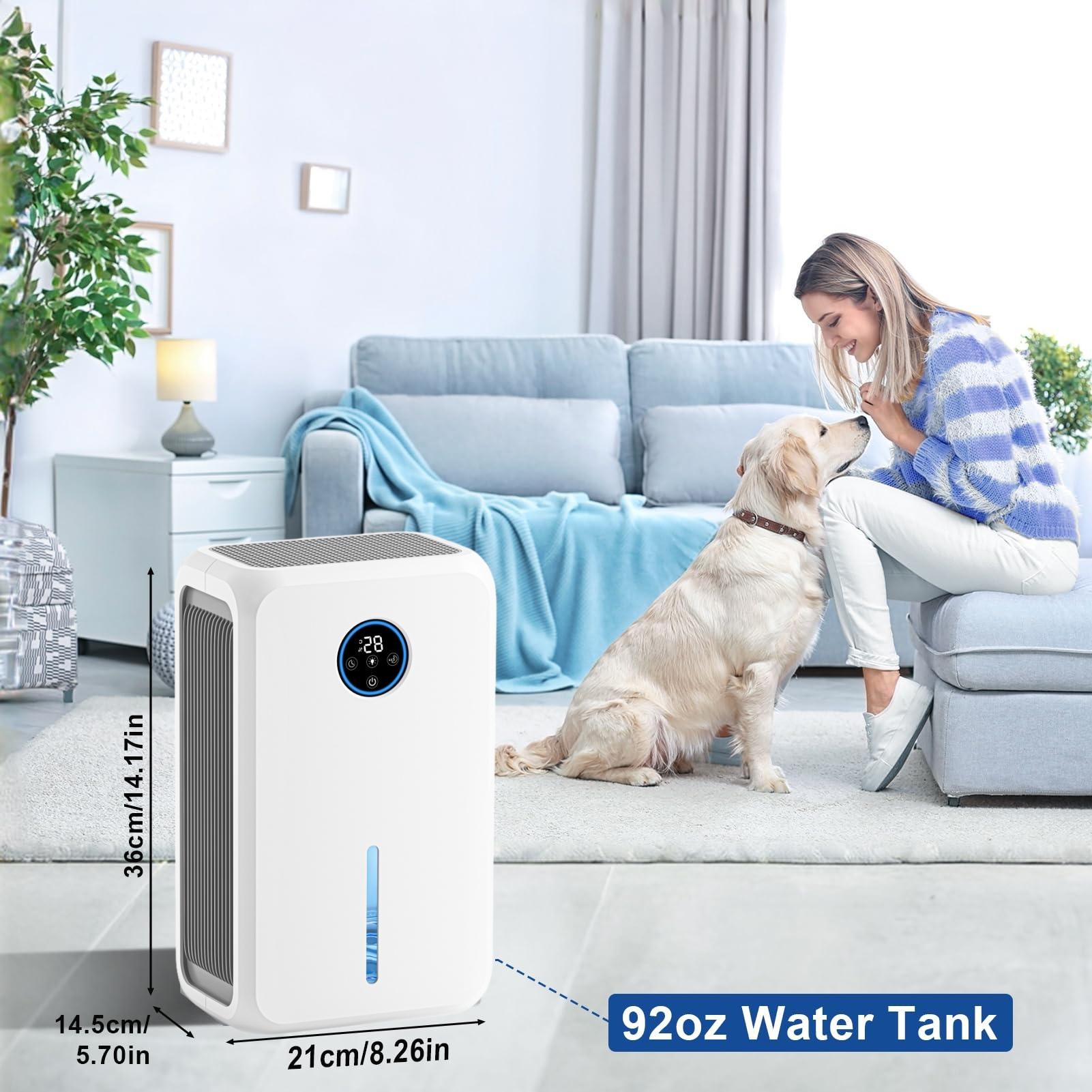 Dehumidifier for Room for Home, LED display screen, Quiet with Auto Shut Off, Dehumidifiers for Bedroom (2.6LWater Tank Capacity), Bathroom, RV, Closet