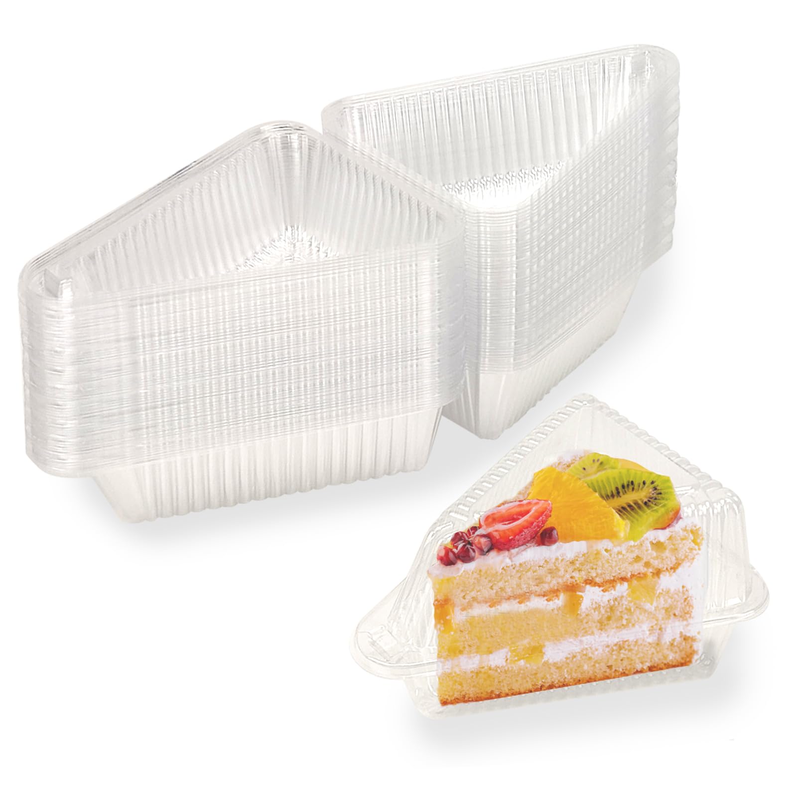 50Pcs Thicken Individual Cake Slice Containers,5 Inch Pie Slice Containers Disposable,Individual Cheesecake Containers,Plastic Boxes for Take Out Packaging, Bakery and Cafe Cake Carriers