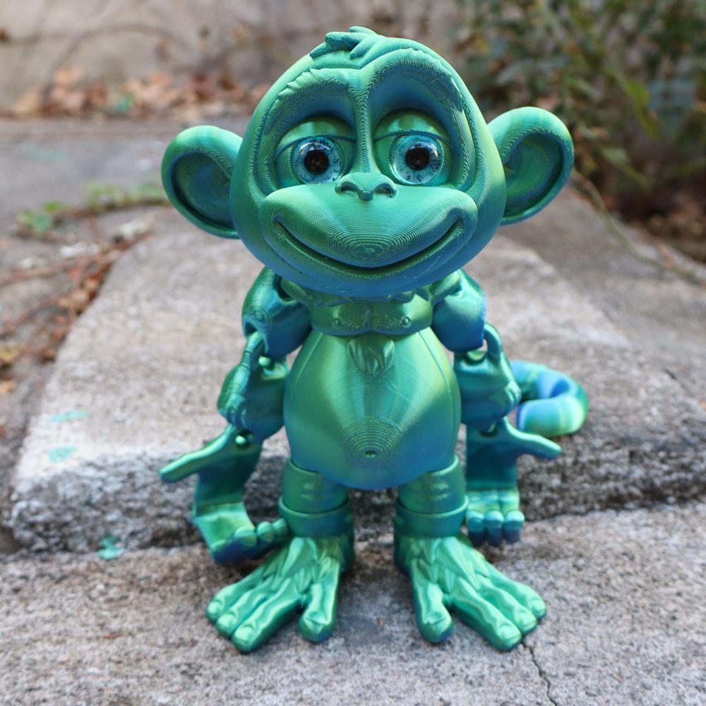 3D Printed Climbing Monkey Statue Pouch, Movable Monkey Figurine, Large Eye Realistic Primate, Craft Gift, Trendy Creative Handmade Toy