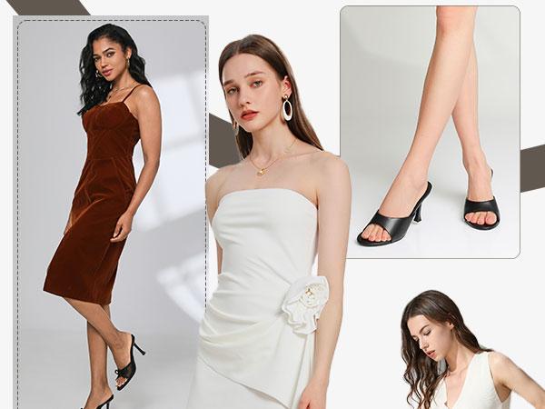 Mostrin Kitten Heels for Women Round Toe Heels With Bow Vintage Mules Sexy Slip on Stiletto Backless Sandals for Party Daily Shoe Footwear