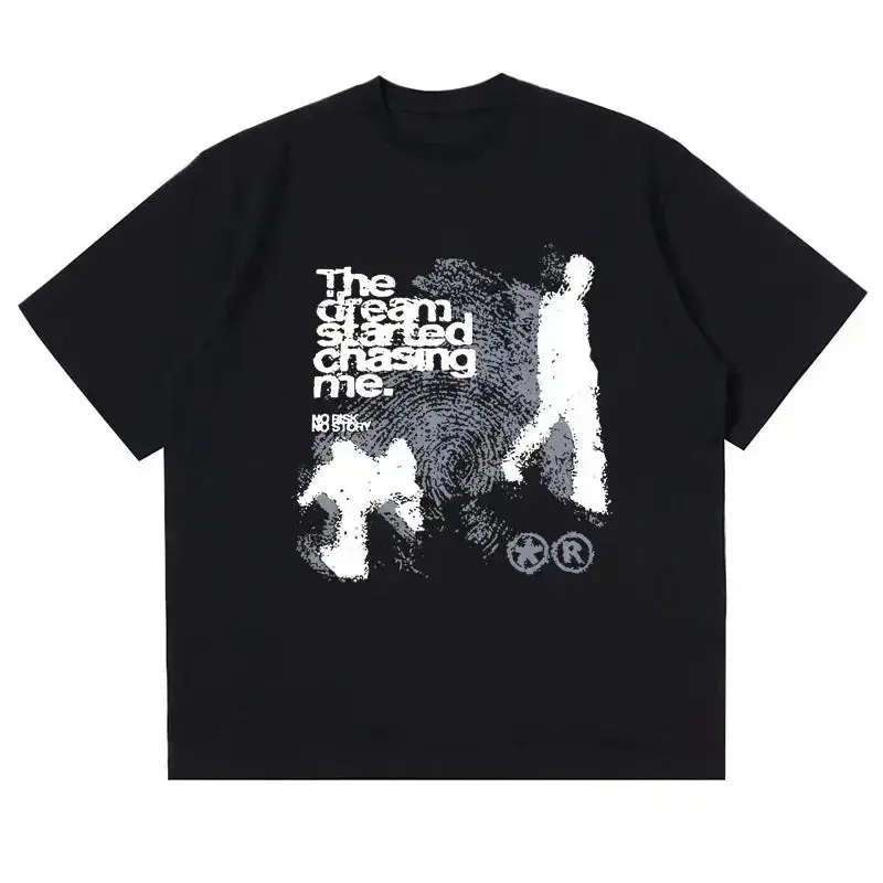 Shadow Print Y2k Graphic Tees, Y2k Graphic Tees, Y2k Shadow Shirt, Gift For Men & Women, Menswear Tops Streetwear Black