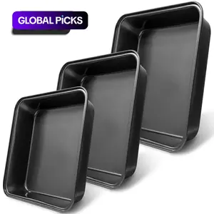 Non-stick Brownie Pan, 2/3pcs Rectangular Carbon Steel Baking Tray, Cake Baking Tray for Oven, Kitchen Bakeware Tray Set #GLOBAL PICKS