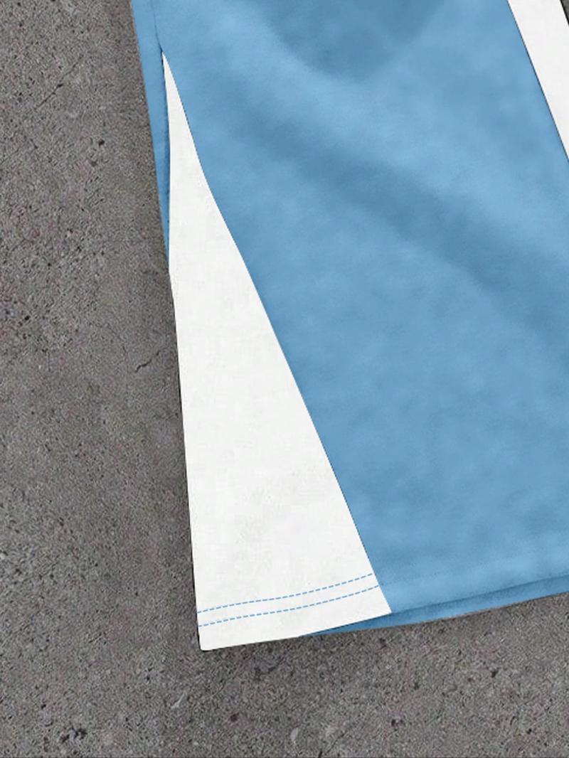 Men's Colorblock Letter & Star Print Sweatpants, Casual Comfy Straight-leg Pants for Daily Wear, Men's Trousers for All Seasons, Athleisure Style Bottoms