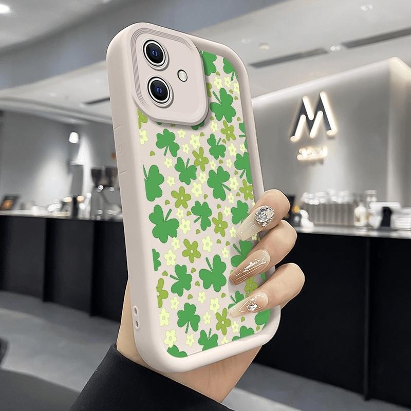 Clover Joy Pattern iPhone Case, Compatible with iPhone 17 Pro Max/16e/15plus/14pro/13pro/air, Anti-Slip Full Coverage Soft Tpu Protector