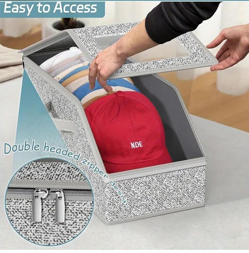 Hat Storage Box Foldable Zipper Baseball Cap Storage Box Wardrobe Storage Boxes Storage Non-woven Dustproof Storage Box