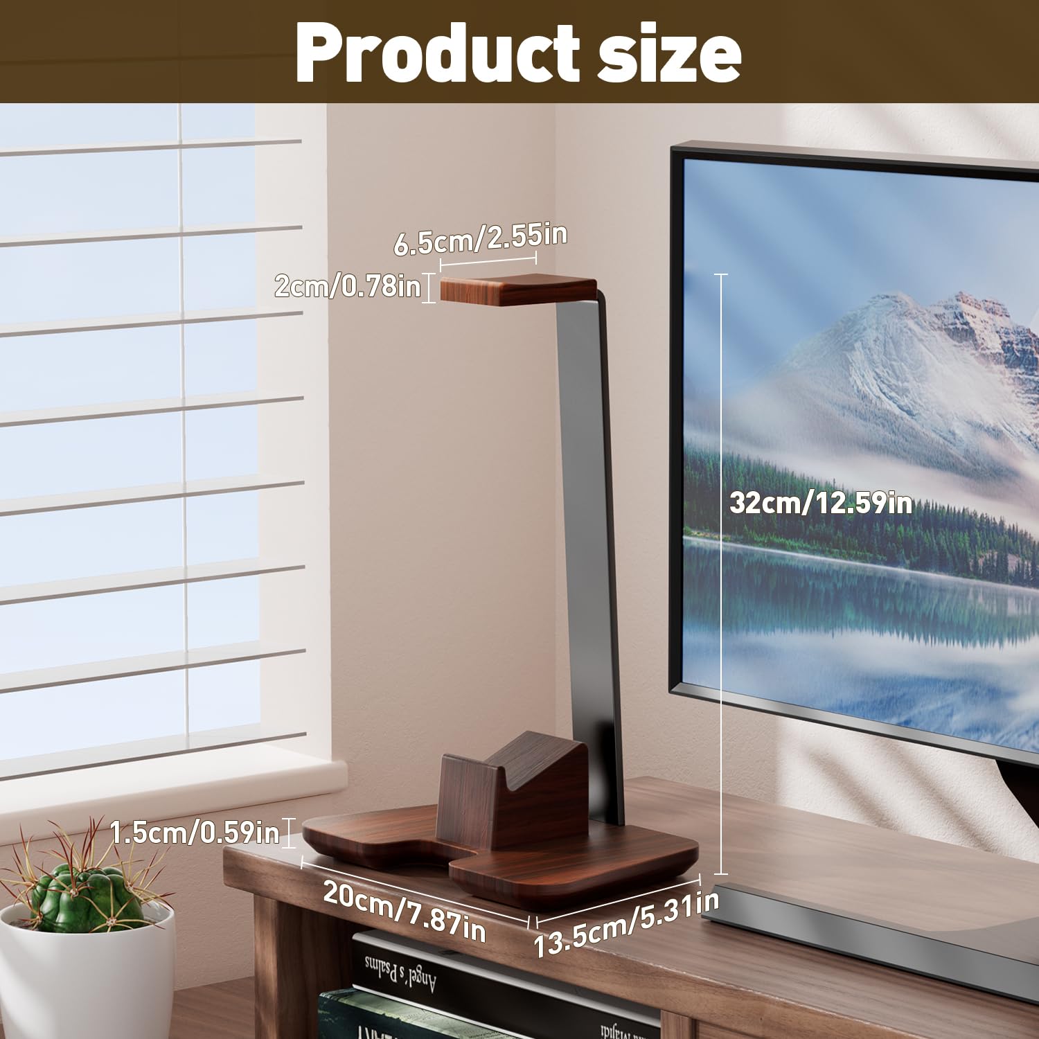 Wooden Game Controller Stand and Headset Holder, Desktop Organizer for Xbox Ps4 Ps5, Perfect Gift for Son Husband Boyfriend