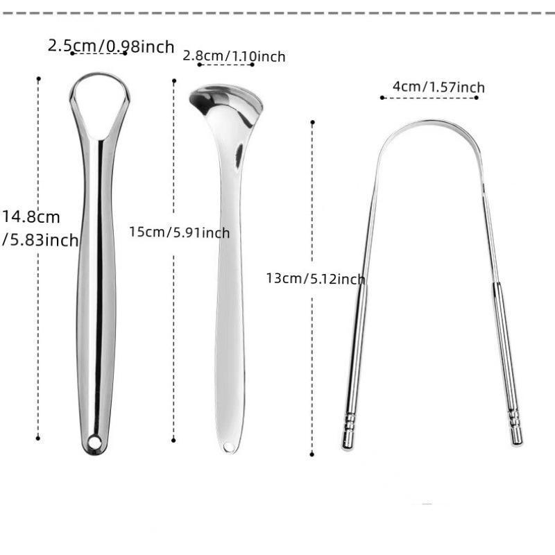 Stainless Steel Tongue Scraper Set, Tongue Cleaning Tool, Oral Care Tool for Men & Women, Daily Oral Care Products
