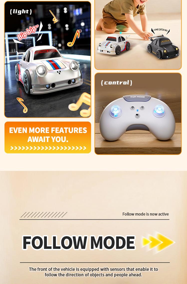 BRRRRT Smart Drift Car Upgrade Edition, customizable, remote-controlled drift car, equipped with magnetic accessories for quick swapping, includes interchangeable tires, features light and sound effects, perfect Christmas gift for adults and children.