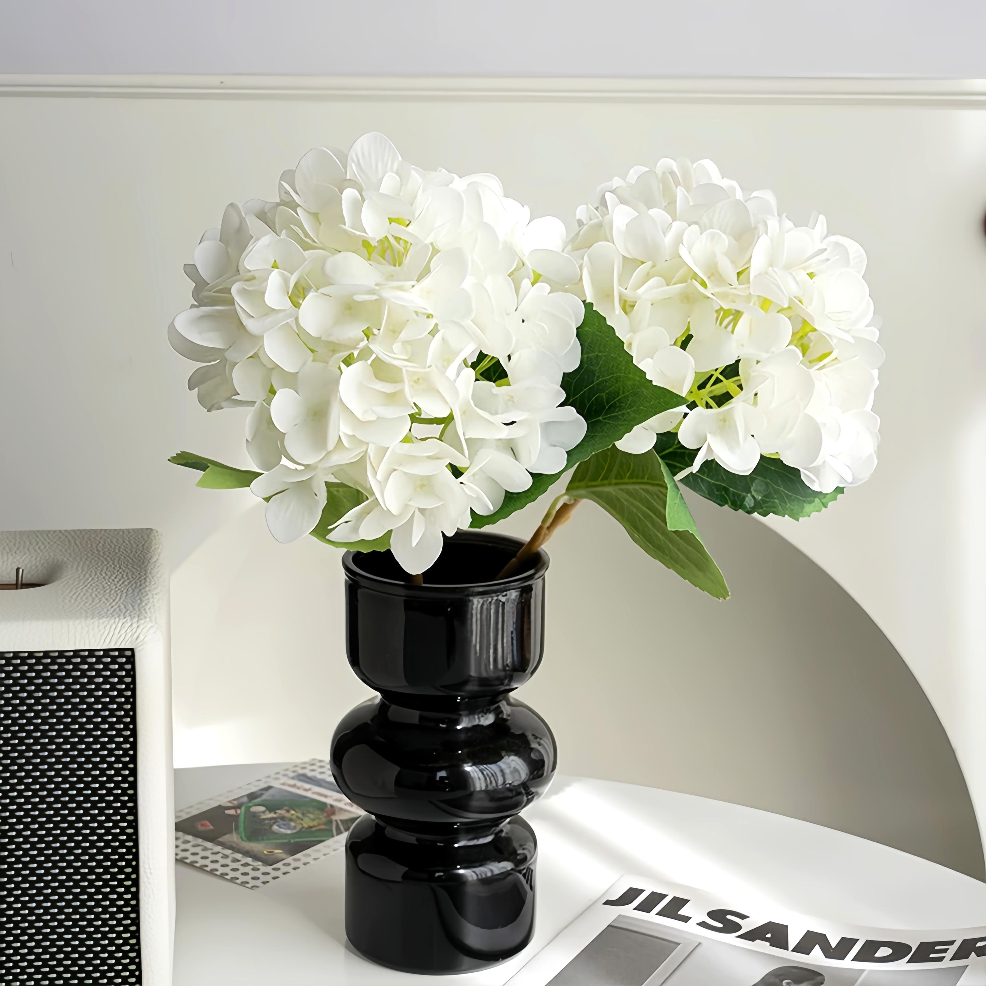 5Pcs Real Touch Artificial Hydrangea Flowers - Washable Faux Hydrangea Stems No Maintenance Never Wilt Multi-Color Fake Flowers for Home Wedding Party Table Centerpiece DIY Floral Decor