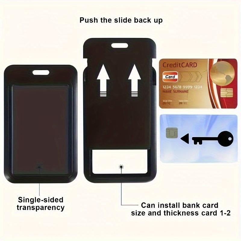 1pc/Fashion Black ID Card Holder with Retractable Sliding Cover - Suitable for Bus Cards, ID Cards, and Brand Cards