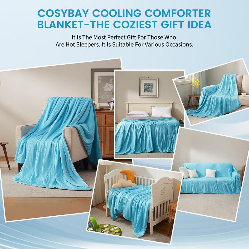 Cosybay Cooling Comforter King Size for Hot Sleeper and Night Sweats, Reversible Grey Cooling Blanket Queen Size,  Breathable Summer Quilt, Lightweight Soft Breathable Silky satin,Q-Max>0.4 Arc-Chill,Pet & Outdoor Summer Cooling Blanket
