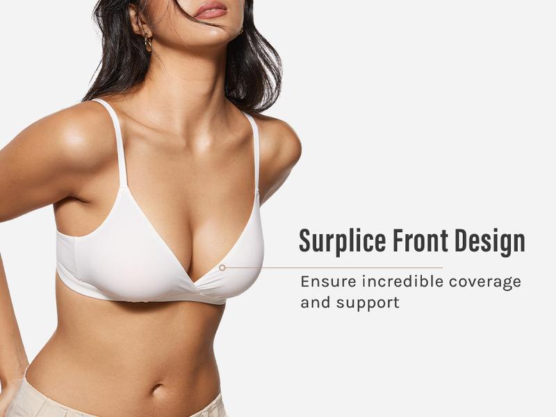 INLYRIC Women's Inbarely Triangle Bralette Comfortable Unlined V Neck Wireless Smoothing Bra Top Stretch