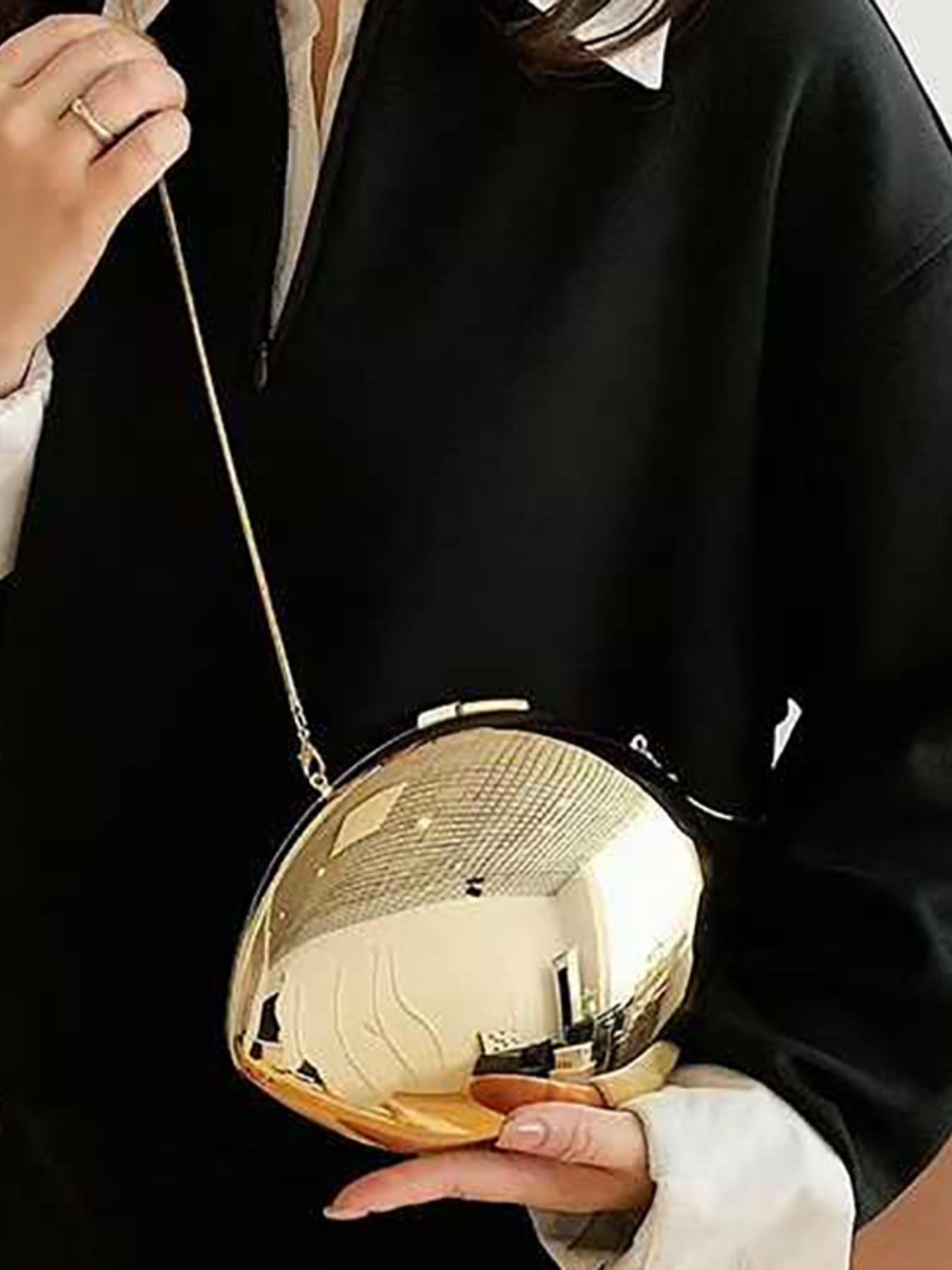 Egg-Shaped Acrylic Shiny Shell Box Bag, Party Handbag, Chain Crossbody Bag, Summer Commuter Lipstick Phone Bag, Fashion Evening Bag