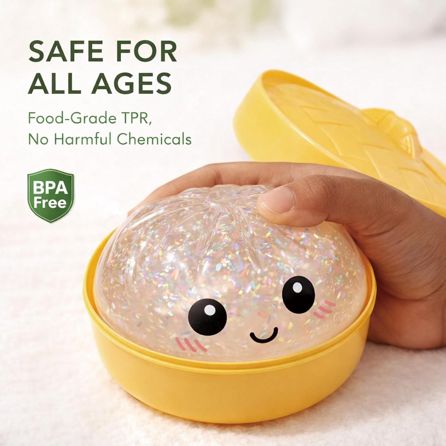 Upgrade Soft Dumpling Toy, Colorful Smiley Steamer Basket Big Baozi Squeeze Ball, Squishies, Stress Relief Fidget, Stress Relief, Perfect for Play, Party, Alone Time