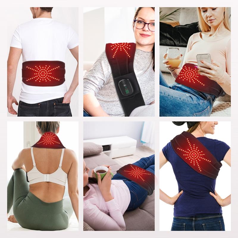 Waist Massager, Red-Light 3-speed Hot Compress & 3-speed Vibration, USB Rechargeable Waist Massage Belt, Period Massage Belt, Personal Care Appliances for Women