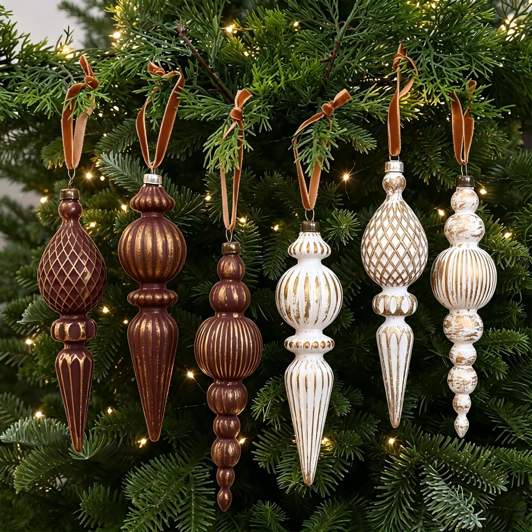 Vintage Conical Christmas Ball Ornament, Decorative Ornaments, Plastic Electroplated Holiday Decor, Durable with Hanging Rope, 9pcs for Tree, Wreath, Fireplace, Party