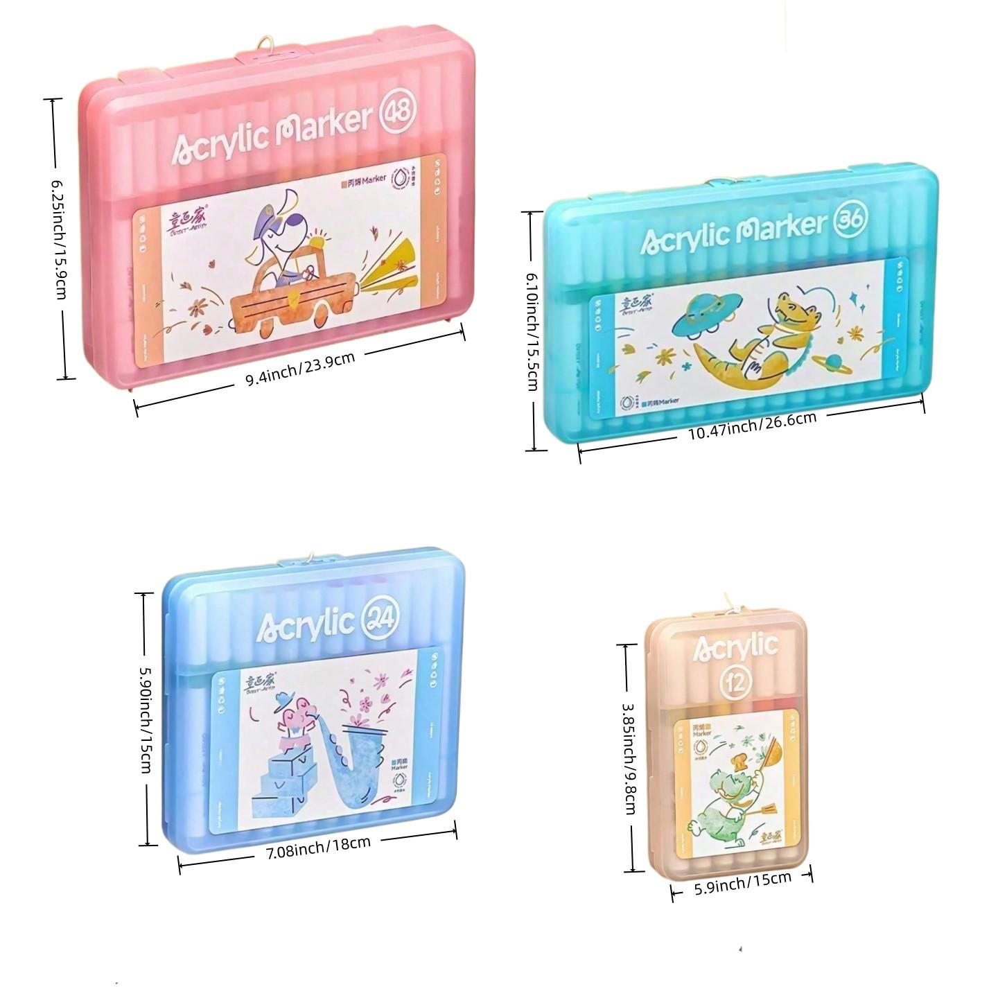 Set Includes 48/36/24/12 Color Acrylic Markers, Soft Tips, Suitable for DIY, Layering, Transparent Printing, Washable, High Coverage, Ideal for Students
