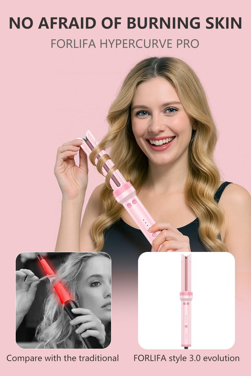 FORLIFA-Pro HyperCurve:Pro 3 in 1 Automatic Curling&Straightening Iron,AirBlow Tech with Cooling Air,1.1billion Negative Ions,72H Hold,Triple Hair Protect&Burn-Free,Automatic Shut-Off,2-Way Rotation,Anti-Scald,Anti-Tangle,TikTokShopSpringGlowUp