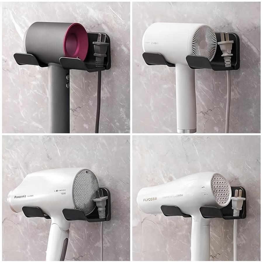 Blow Dryer Rack Storage Shelf, Bathroom Wall-Mounted Organizer, Bathroom Organizing Accessories, No-Drill Self-Adhesive Blow Dryer Holder, Adhesive Hanging Storage Rack, Hair Dryer Holder
