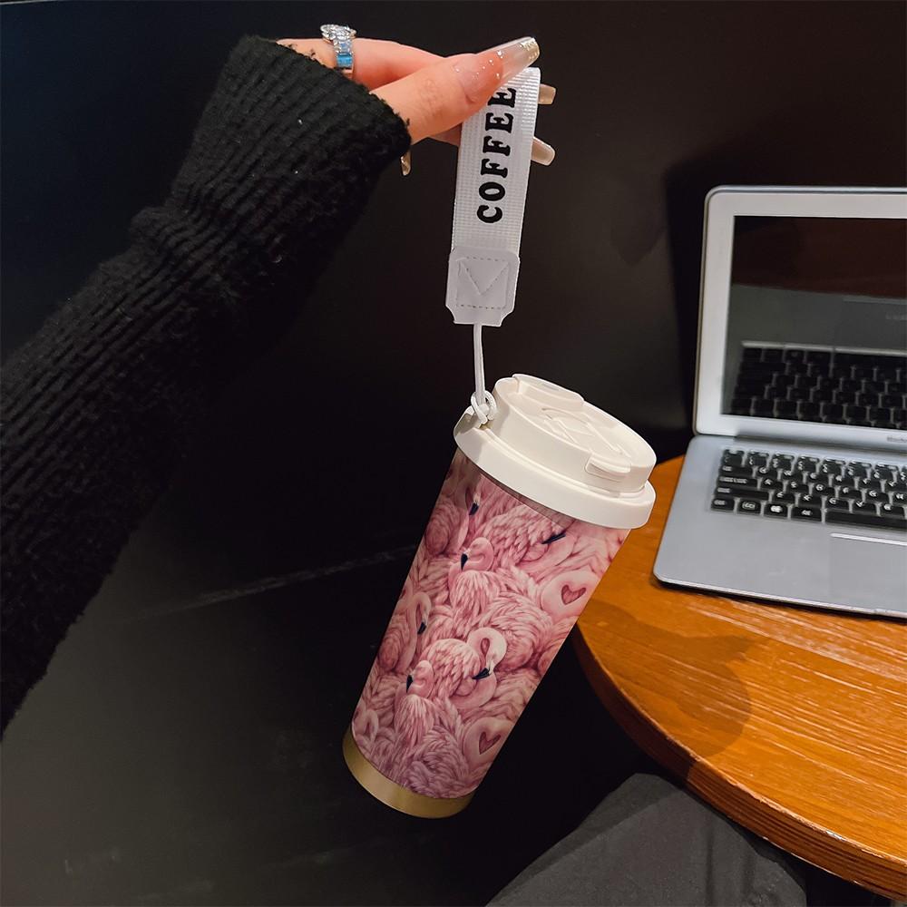 Abstract Peacock Pattern Coffee Cup, Portable Dual Drink Insulated Mug, Heat/cooling Travel Tumbler, Office & Outdoor Essential