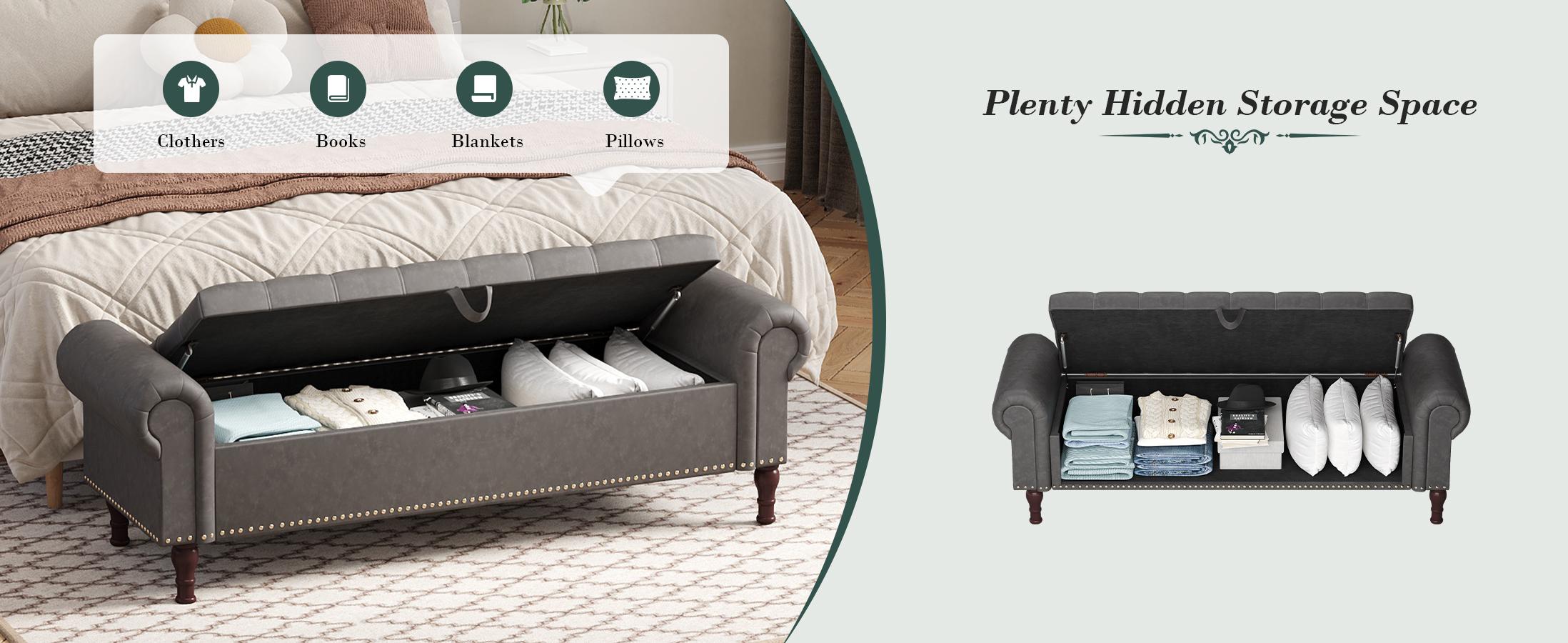 YOUDENOVA 60''/51'' Storage Ottoman Bench, Queen Size End of Bed Storage Bench, Upholstered Sitting Bench for Front Door Entrance,Bedroom,Dining Room, Entryway modern Spring Break YOUDENOVA 60''/51'' Storage Ottoman Bench, Queen Size End of Bed Storage Bench, Upholstered Sitting Bench for Front Door Entrance,Bedroom,Dining Room, Entryway modern Spring Break