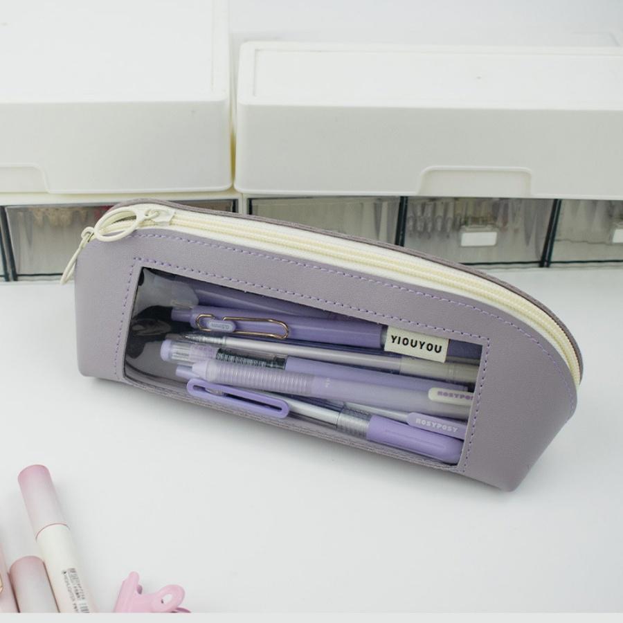 New Shell Transparent Pen Bag, Unisex Japanese Style, Large Capacity, High Aesthetic, Simple Design, Slight Color Difference