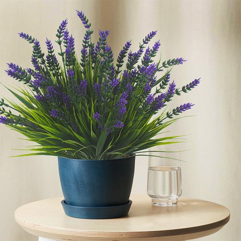 24 Bundles Artificial Lavender Flowers Outdoor UV Resistant Fake Lavender Plants, Faux Flower Decoration, Faux Plastic Greenery for Indoor Outdoor Home Porch Balcony Garden Decor